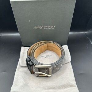 Jimmy Choo Grey Splatter Leather Belt